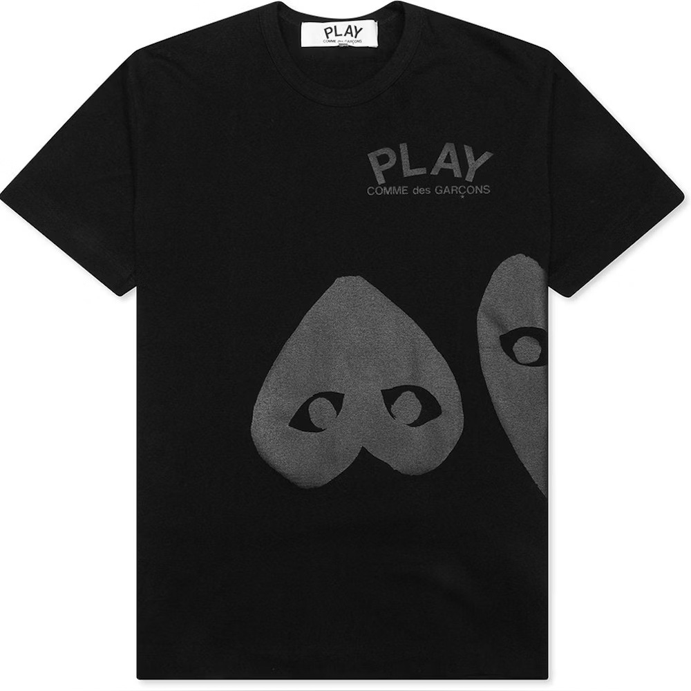 PLAY Comme Des Garçons Triple 3 Heart Black T-Shirt Small